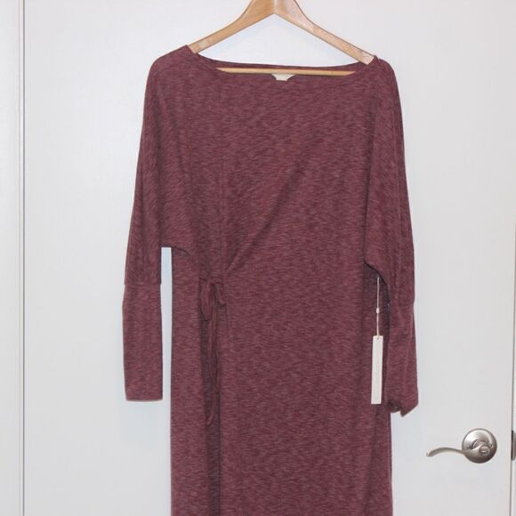NEW Caslon Cozy knit Long Sleeve Wrap size Tie Midi Dress Women Size Small - Picture 6 of 13